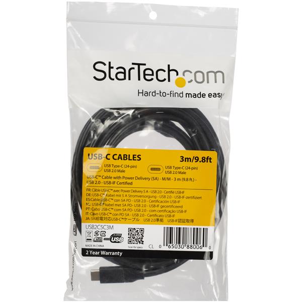 StarTech.com 3m USBC Cable with 5A Power Delivery MM - ONE CLICK SUPPLIES