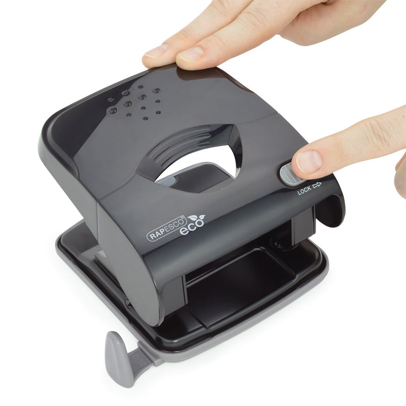 Rapesco Eco X5-40ps Less Effort 2 Hole Punch Plastic Black - 1525 - ONE CLICK SUPPLIES