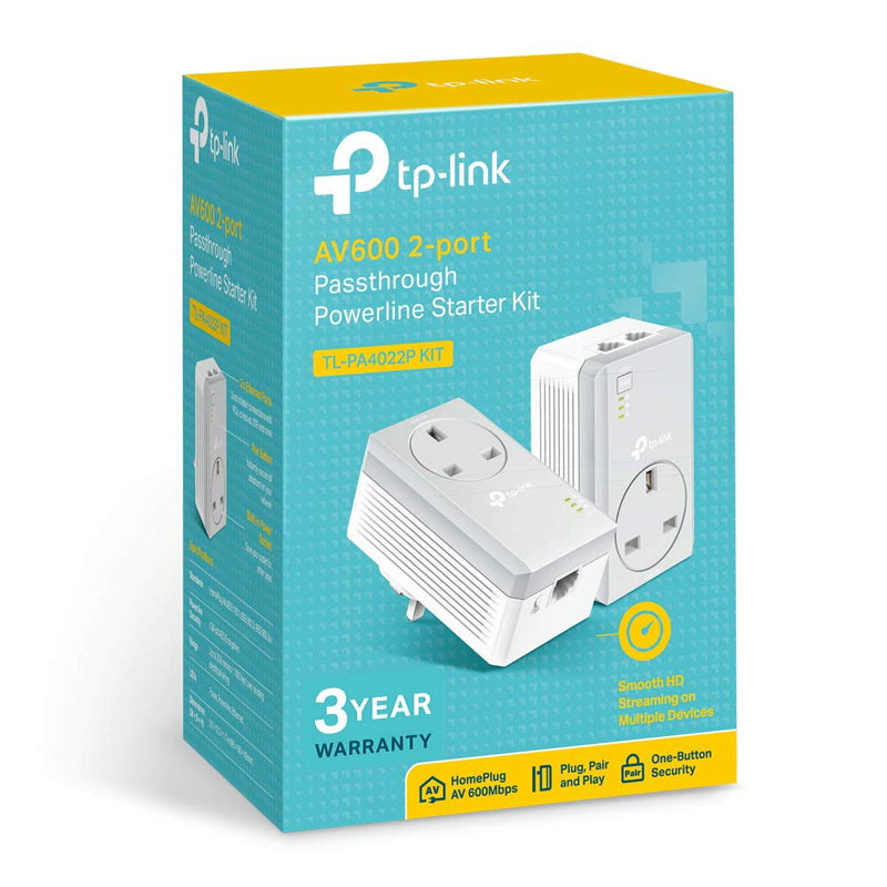 TP Link AV600 2 Port Passthrough Powerline Starter Kit V3 - ONE CLICK SUPPLIES