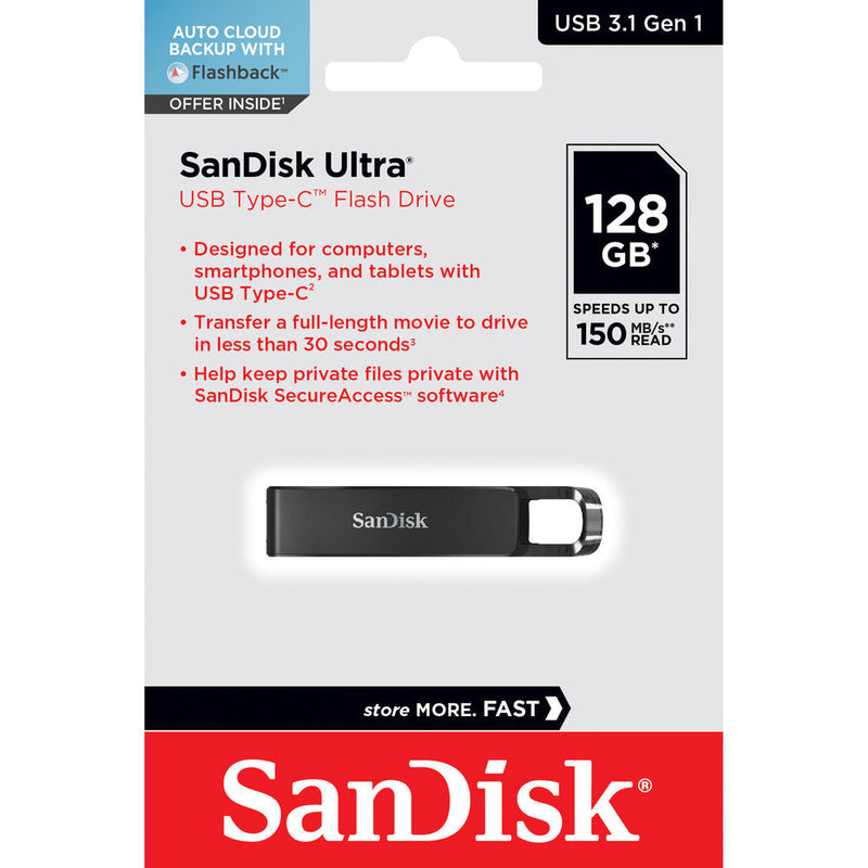 SanDisk 128GB Ultra USB C Flash Drive Black - ONE CLICK SUPPLIES