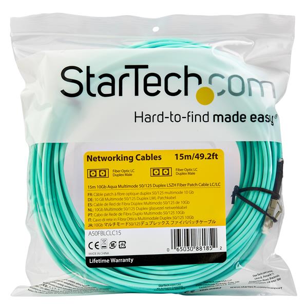 StarTech.com 15m OM3 LC LC Aqua Fiber Optical Cable - ONE CLICK SUPPLIES