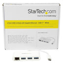 StarTech.com 3 Port USB3 Hub GbE USBC to 3xUSBA White - ONE CLICK SUPPLIES