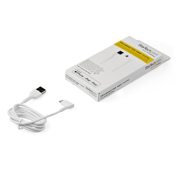 StarTech.com 1m White Angled Lightning to USB Cable - ONE CLICK SUPPLIES