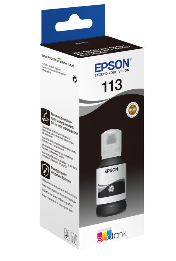 Epson 113 Black EcoTank Ink Bottle 127ml - C13T06B140 - ONE CLICK SUPPLIES