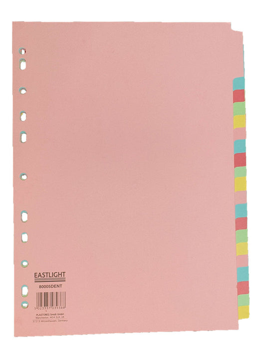 ValueX Divider 20 Part A4 155gsm Card Assorted Colours - 80005DENT - ONE CLICK SUPPLIES