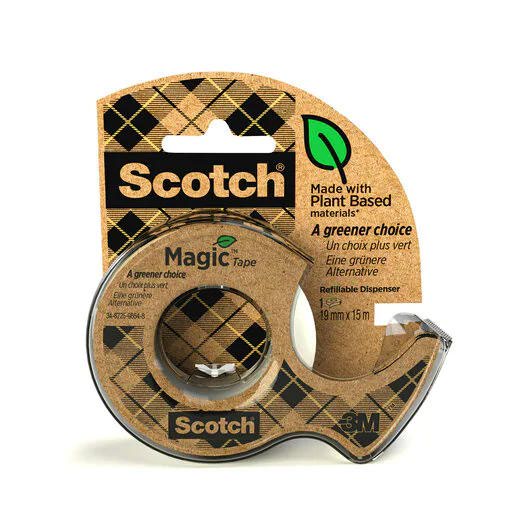 Scotch Magic Tape Greener Choice 19mm x 15m with 1 Recycled Dispenser 7100261907 - ONE CLICK SUPPLIES