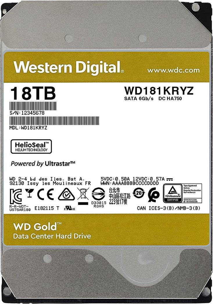 Western Digital Gold 3.5 Inch 18TB Serial ATA HDD - ONE CLICK SUPPLIES