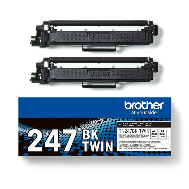 Brother Black Toner Cartridge Twin Pack 2 x 3k pages (Pack 2) - TN247BK - ONE CLICK SUPPLIES