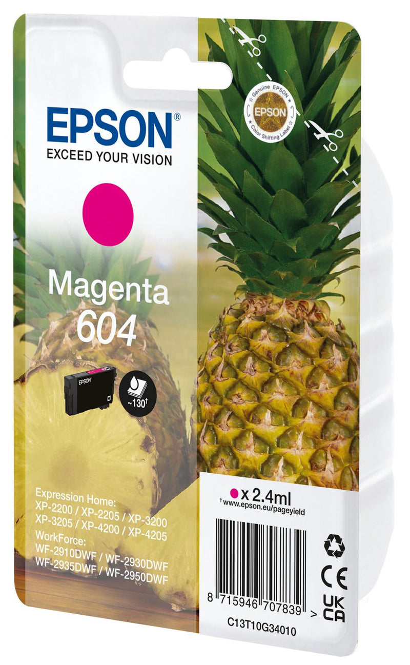 Epson Pineapple 604 Magenta Standard Capacity Ink Cartridge 2.4ml - C13T10G34010 - ONE CLICK SUPPLIES