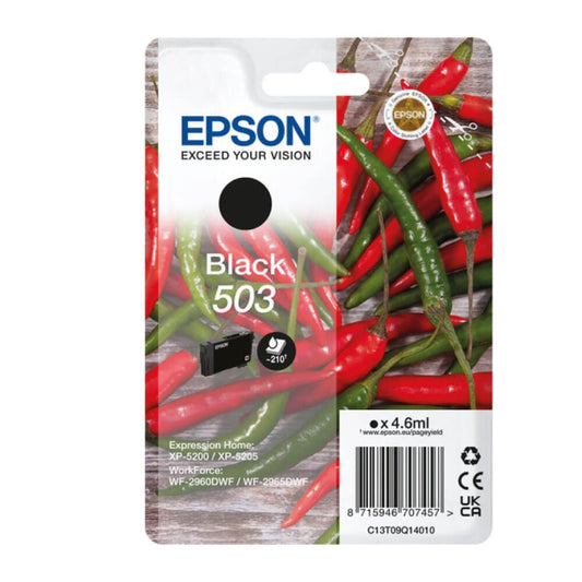 Epson Chillies 503 Black Standard Capacity Ink Cartridge 4.6ml - C13T09Q14010 - ONE CLICK SUPPLIES