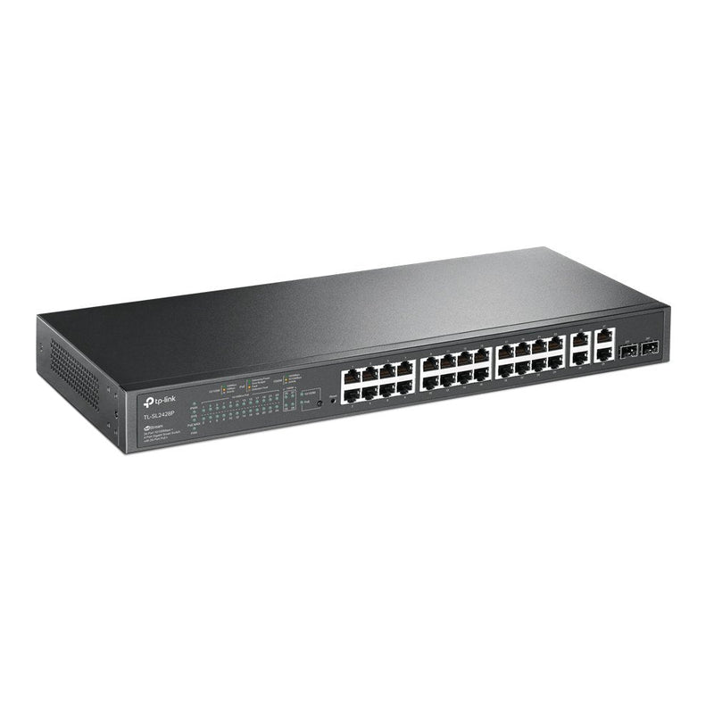 TP Link JetStream 28 Port 10 100Mbps Gigabit Smart Switch with 24 PoE Plus Ports - ONE CLICK SUPPLIES