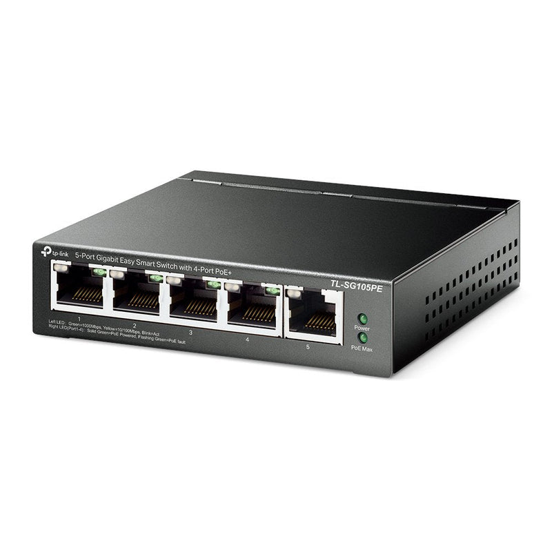 TP Link 5 Port Gigabit Easy Smart Switch with 4 PoE Plus Ports - ONE CLICK SUPPLIES