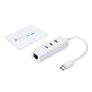 TP Link 3 Port USB 3.0 Hub Gigabit Ethernet Network Adapter - ONE CLICK SUPPLIES