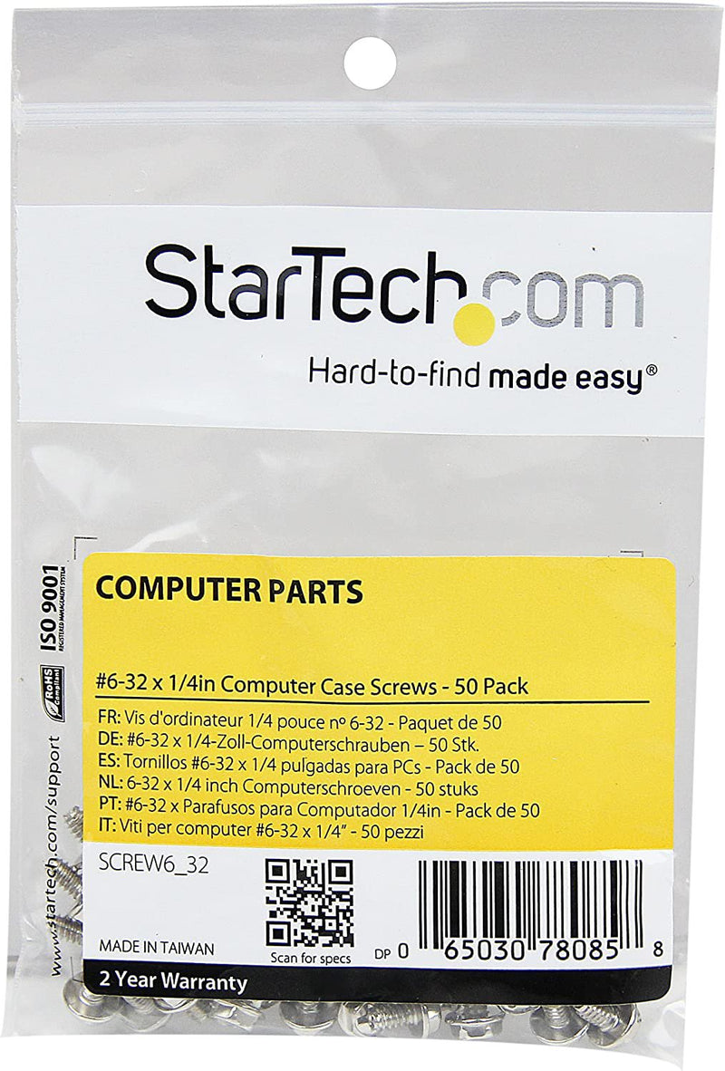 StarTech.com Replacement Long Standoff PC Mounting Screws 6 to 32 x 0.25 Inches 50 Pack - ONE CLICK SUPPLIES