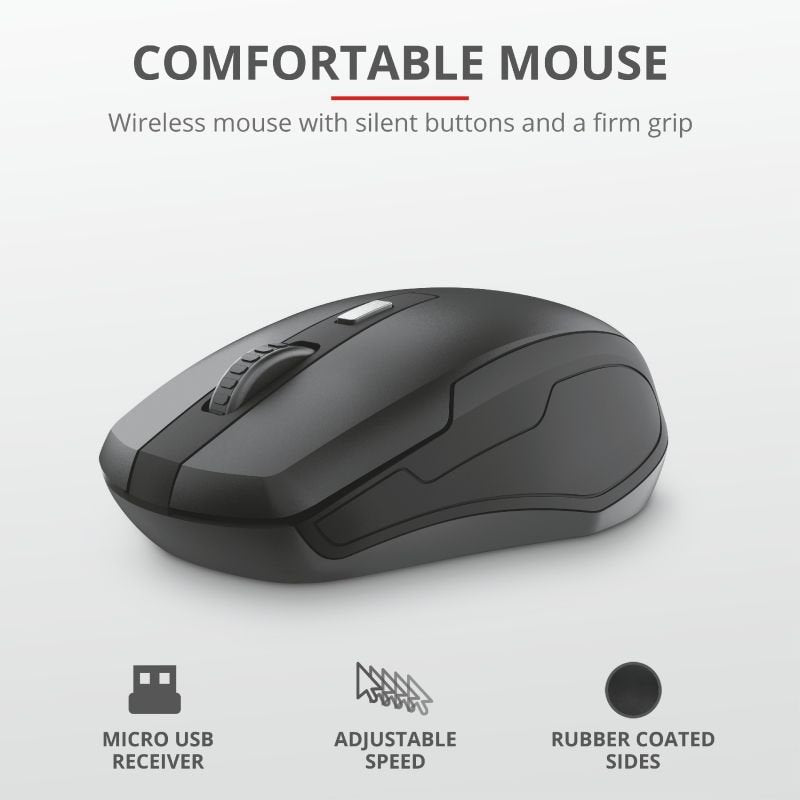 Trust ODY Wireless English QWERTY Silent Keyboard and Mouse UK - ONE CLICK SUPPLIES