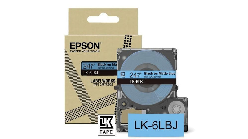 Epson LK-6LBJ Black on Matte Blue Tape Cartridge 24mm - C53S672082 - ONE CLICK SUPPLIES