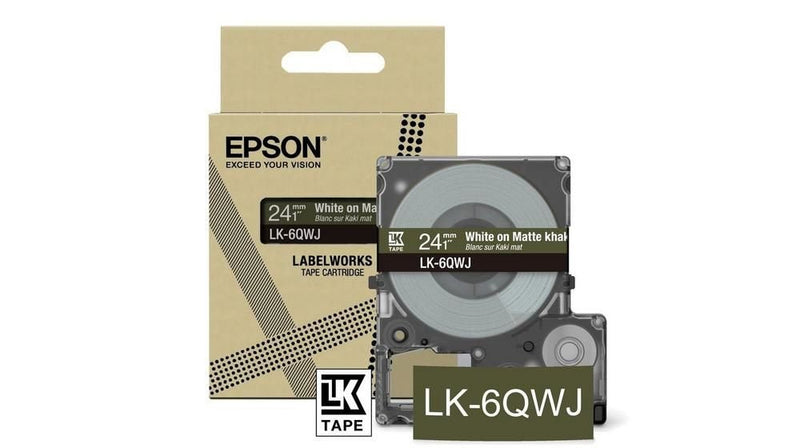 Epson LK-6QWJ White on Matte Khaki Tape Cartridge 24mm - C53S672090 - ONE CLICK SUPPLIES