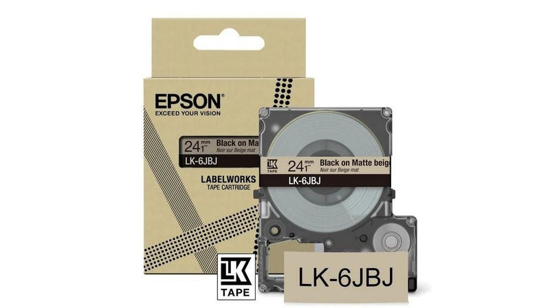 Epson LK-6JBJ Black on Matte Beige Tape Cartridge 24mm - C53S672092 - ONE CLICK SUPPLIES