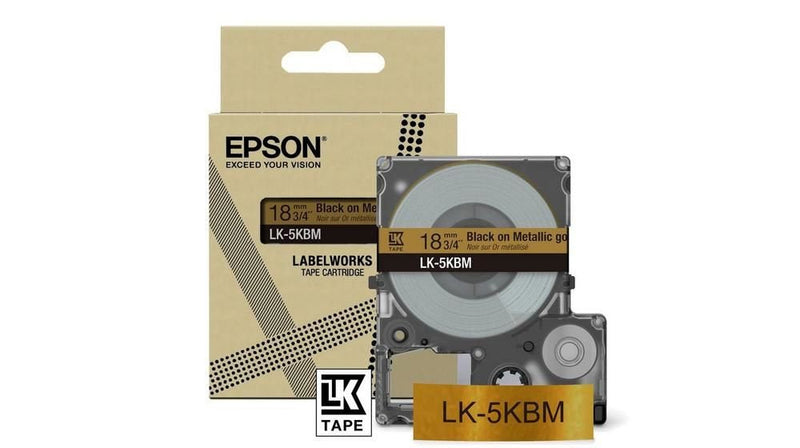 Epson LK-5KBM Black on Metallic Gold Tape Cartridge 18mm - C53S672093 - ONE CLICK SUPPLIES