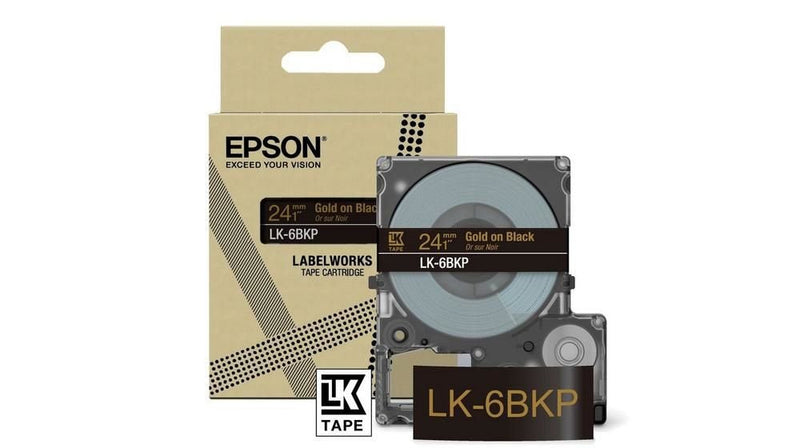 Epson LK-6BKP Gold on Metallic Black Tape Cartridge 24mm - C53S672096 - ONE CLICK SUPPLIES