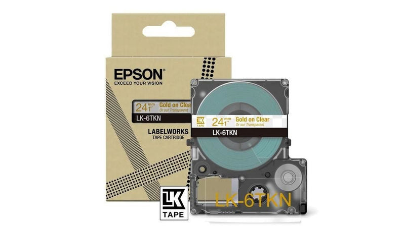 Epson LK-6TKN Gold on Metallic Clear Tape Cartridge 24mm - C53S672098 - ONE CLICK SUPPLIES