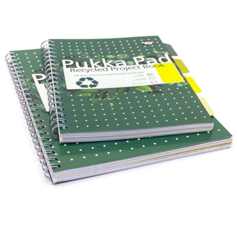 Pukka Recycled Project Book B5 Wirebound 200 Pages Recycled Card Cover (Pack 3) 6052-REC - ONE CLICK SUPPLIES