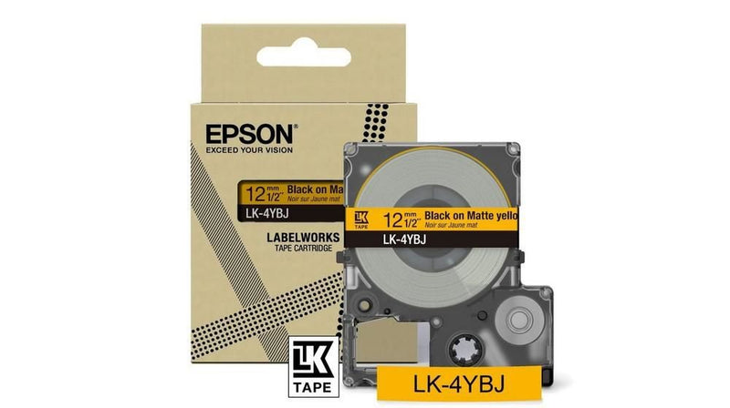 Epson LK-4YBJ Black on Matte Yellow Tape Cartridge 12mm - C53S672074 - ONE CLICK SUPPLIES