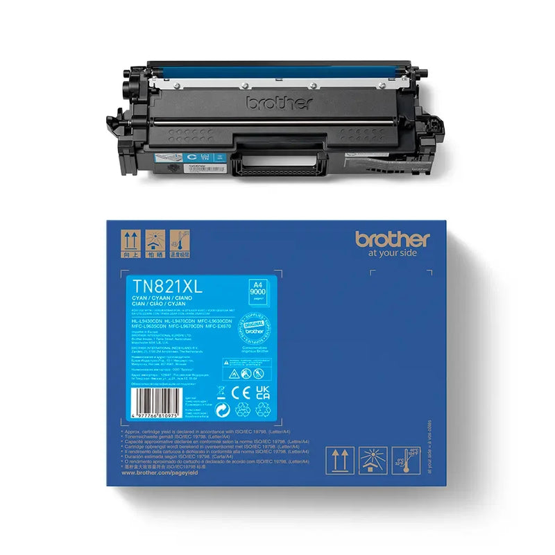 Brother Cyan High Yield Toner Cartridge 9K pages - TN821XLC - ONE CLICK SUPPLIES