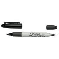 Sharpie Twin Tip Permanent Marker 0.5mm and 0.7mm Line Black (Pack 12) - S0811100 - ONE CLICK SUPPLIES