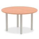 Dynamic Impulse 1200mm Round Table Beech Top Silver Post Leg I000080 - ONE CLICK SUPPLIES