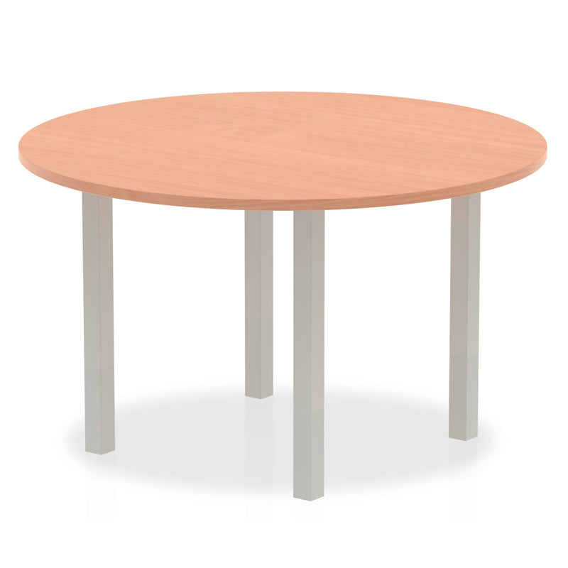 Dynamic Impulse 1200mm Round Table Beech Top Silver Post Leg I000080 - ONE CLICK SUPPLIES