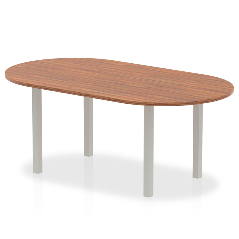 Dynamic Impulse 1800mm Boardroom Table Walnut Top Silver Post Leg I000143 - ONE CLICK SUPPLIES