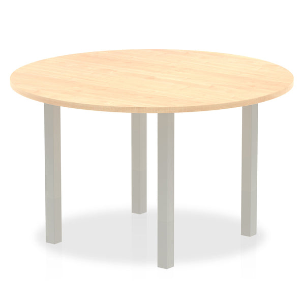 Dynamic Impulse 1200mm Round Table Maple Top Silver Post Leg I000260 - ONE CLICK SUPPLIES