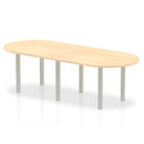 Dynamic Impulse 2400mm Boardroom Table Maple Top Silver Post Leg I000264 - ONE CLICK SUPPLIES