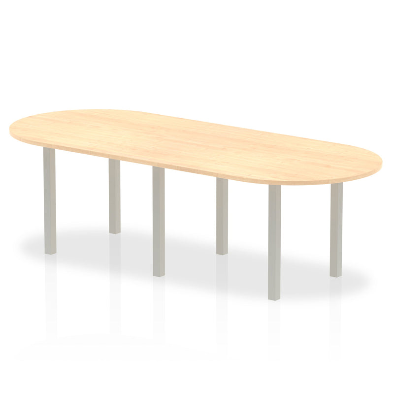 Dynamic Impulse 2400mm Boardroom Table Maple Top Silver Post Leg I000264 - ONE CLICK SUPPLIES