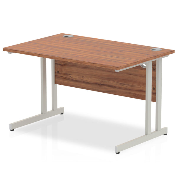 Impulse 1200 x 800mm Straight Desk Walnut Top Silver Cantilever Leg I000327 - ONE CLICK SUPPLIES