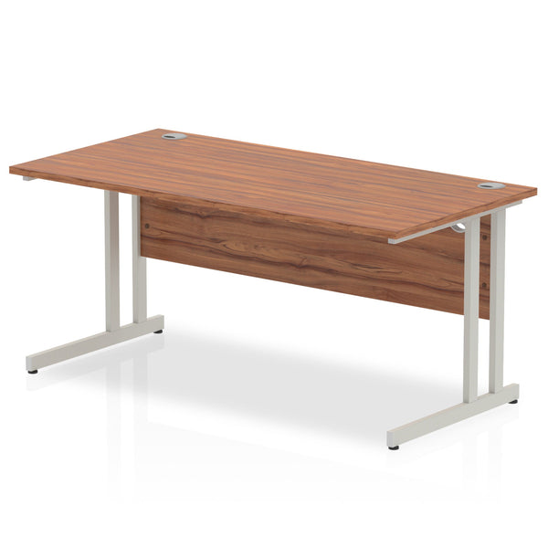 Impulse 1600 x 800mm Straight Desk Walnut Top Silver Cantilever Leg I000329 - ONE CLICK SUPPLIES