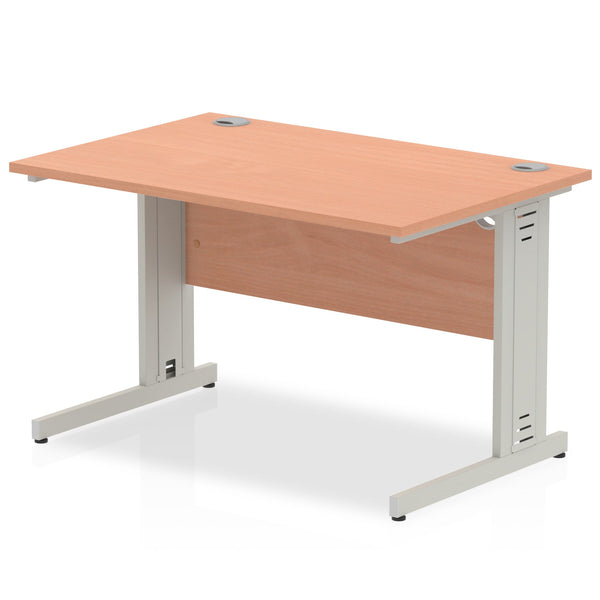 Impulse 1200 x 800mm Straight Desk Beech Top Silver Cable Managed Leg I000459 - ONE CLICK SUPPLIES