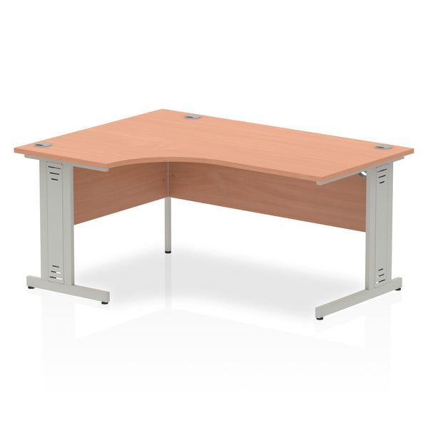 Dynamic Impulse 1600mm Left Crescent Desk Beech Top Silver Cable Managed Leg I000472 - ONE CLICK SUPPLIES