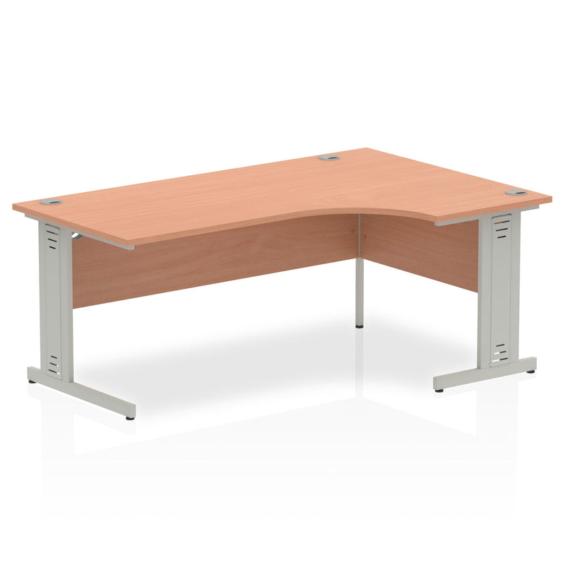 Dynamic Impulse 1800mm Right Crescent Desk Beech Top Silver Cable Managed Leg I000475 - ONE CLICK SUPPLIES