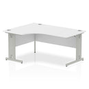 Dynamic Impulse 1600mm Left Crescent Desk White Top Silver Cable Managed Leg I000491 - ONE CLICK SUPPLIES