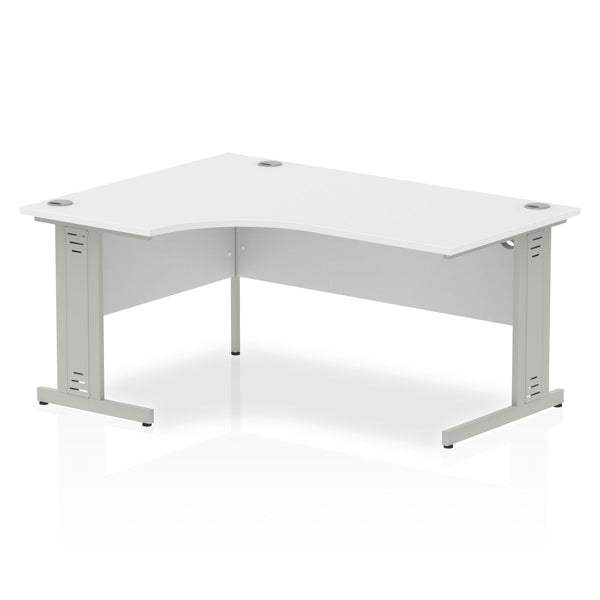 Dynamic Impulse 1600mm Left Crescent Desk White Top Silver Cable Managed Leg I000491 - ONE CLICK SUPPLIES