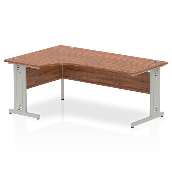 Dynamic Impulse 1800mm Left Crescent Desk Walnut Top Silver Cable Managed Leg I000512 - ONE CLICK SUPPLIES