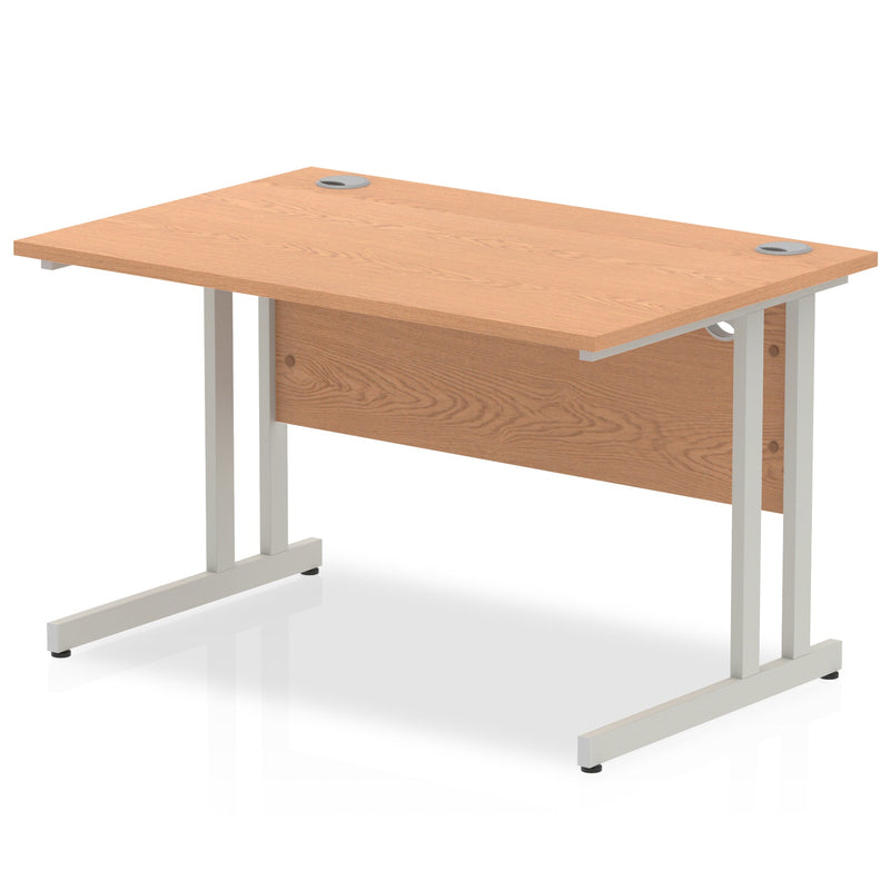 Impulse 1200 x 800mm Straight Desk Oak Top Silver Cantilever Leg I000806 - ONE CLICK SUPPLIES