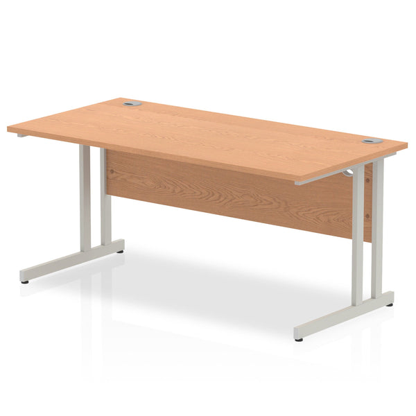 Impulse 1600 x 800mm Straight Desk Oak Top Silver Cantilever Leg I000808 - ONE CLICK SUPPLIES