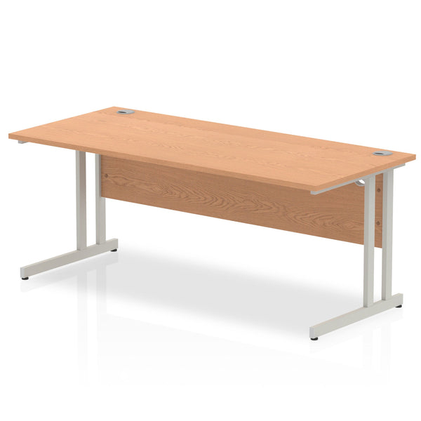 Impulse 1800 x 800mm Straight Desk Oak Top Silver Cantilever Leg I000809 - ONE CLICK SUPPLIES