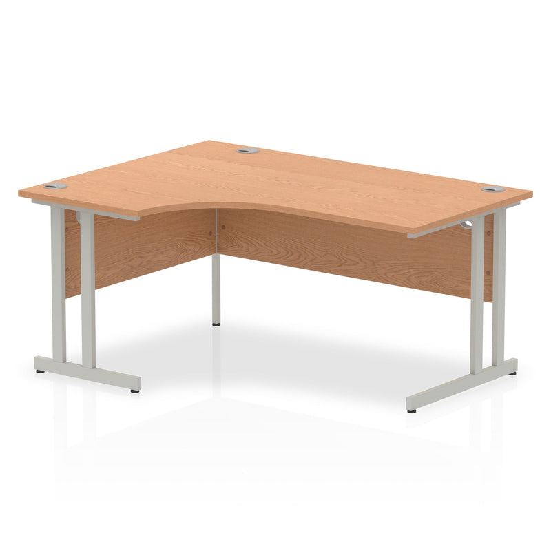 Impulse 1600mm Left Crescent Desk Oak Top Silver Cantilever Leg I000822 - ONE CLICK SUPPLIES