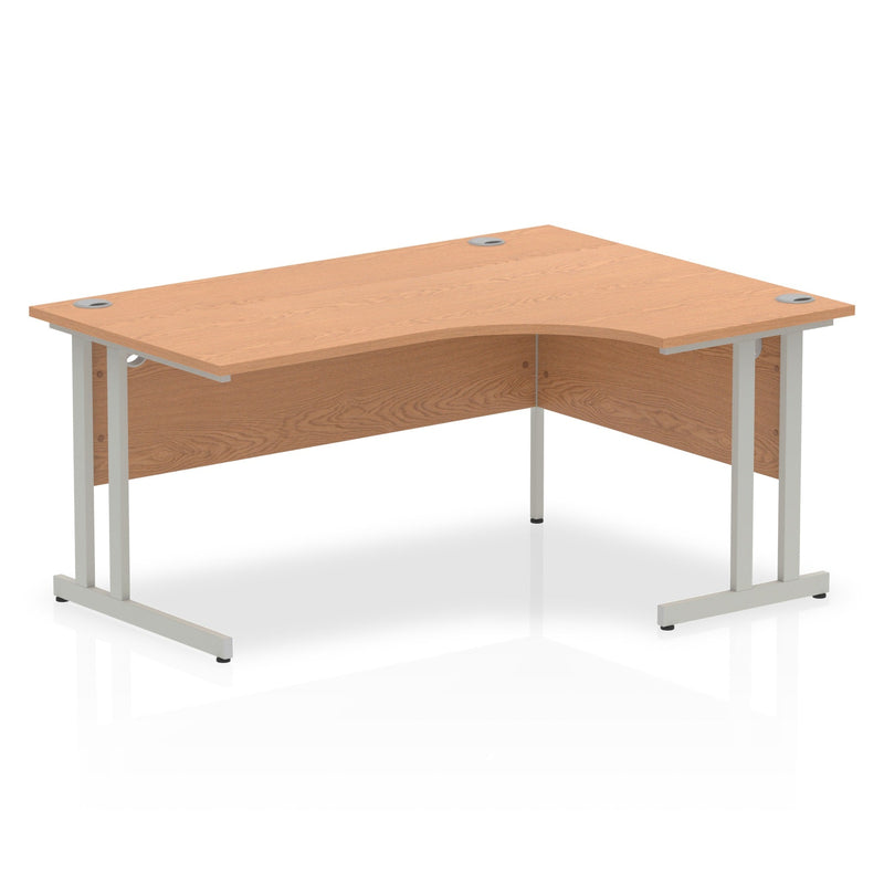 Impulse 1600mm Right Crescent Desk Oak Top Silver Cantilever Leg I000823 - ONE CLICK SUPPLIES