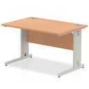 Impulse 1200 x 800mm Straight Desk Oak Top Silver Cable Managed Leg I000850 - ONE CLICK SUPPLIES