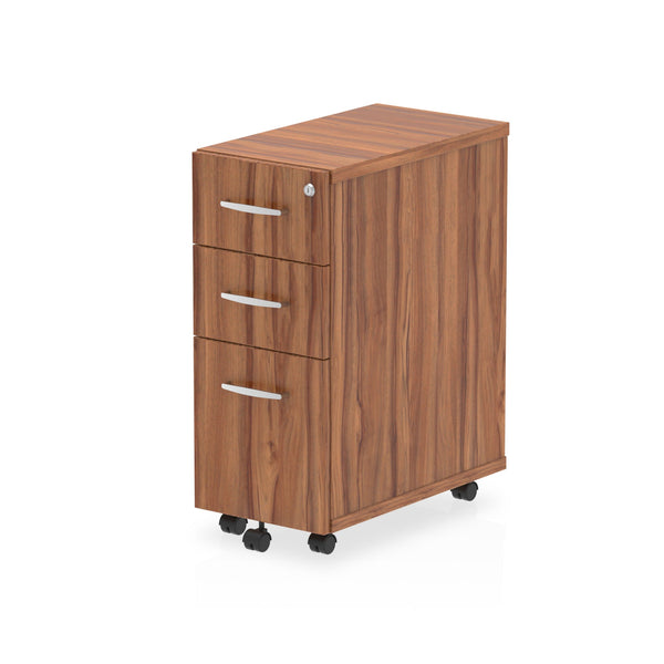 Dynamic Impulse 3 Drawer Narrow Under Desk Pedestal Walnut I001652 - ONE CLICK SUPPLIES